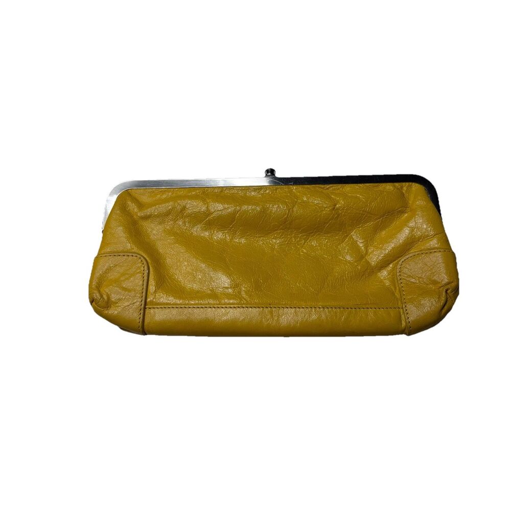 Latico NJ USA Yellow Leather Clutch Small Bag Silver Snap Closure Purse